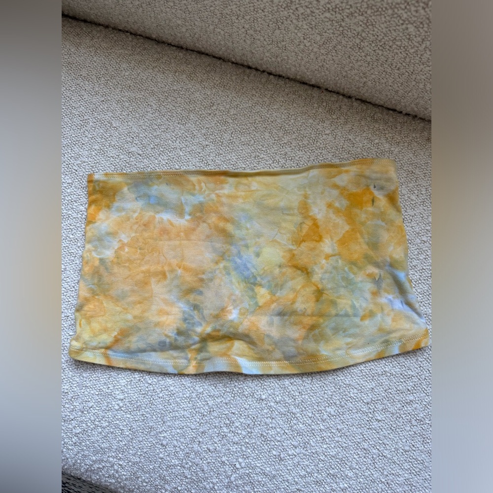 Tube Top Dyed Cotton Spandex Large Stretch Strapless Shirt Crop Top Tie Dye